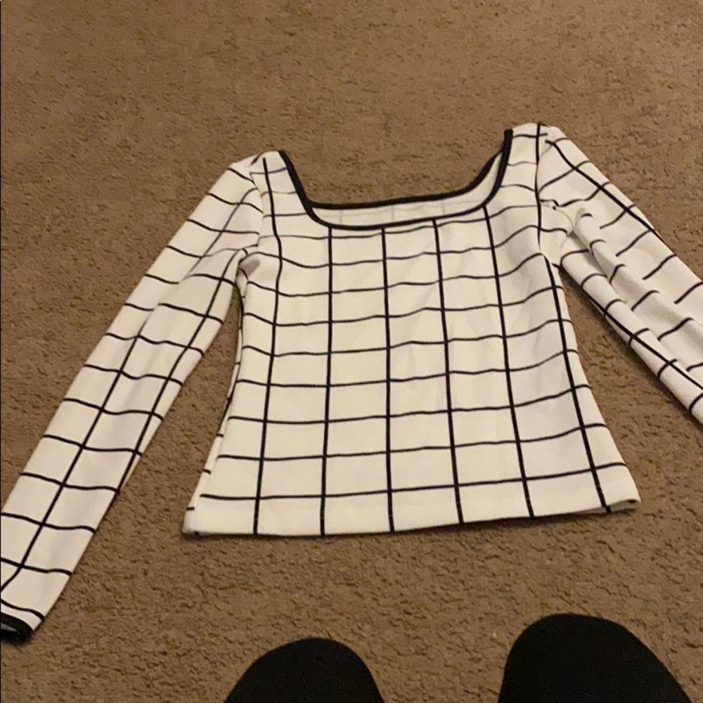 cropped grid long sleeve